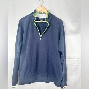 Brooks‎ Brothers Men's Blue Zip-Up Sweater with Green Trim Supima Cotton Sz L